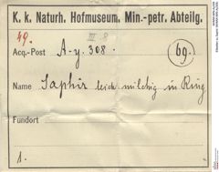 Etiketten zu Saphir (NHMW-MIN-Ay308)